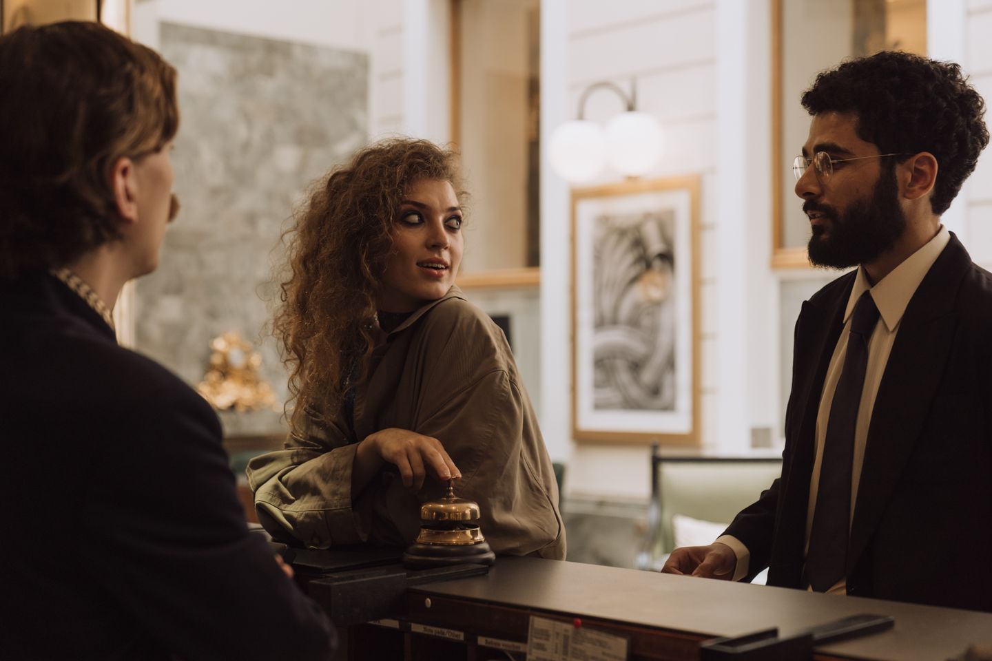 Conversation with guests at reception