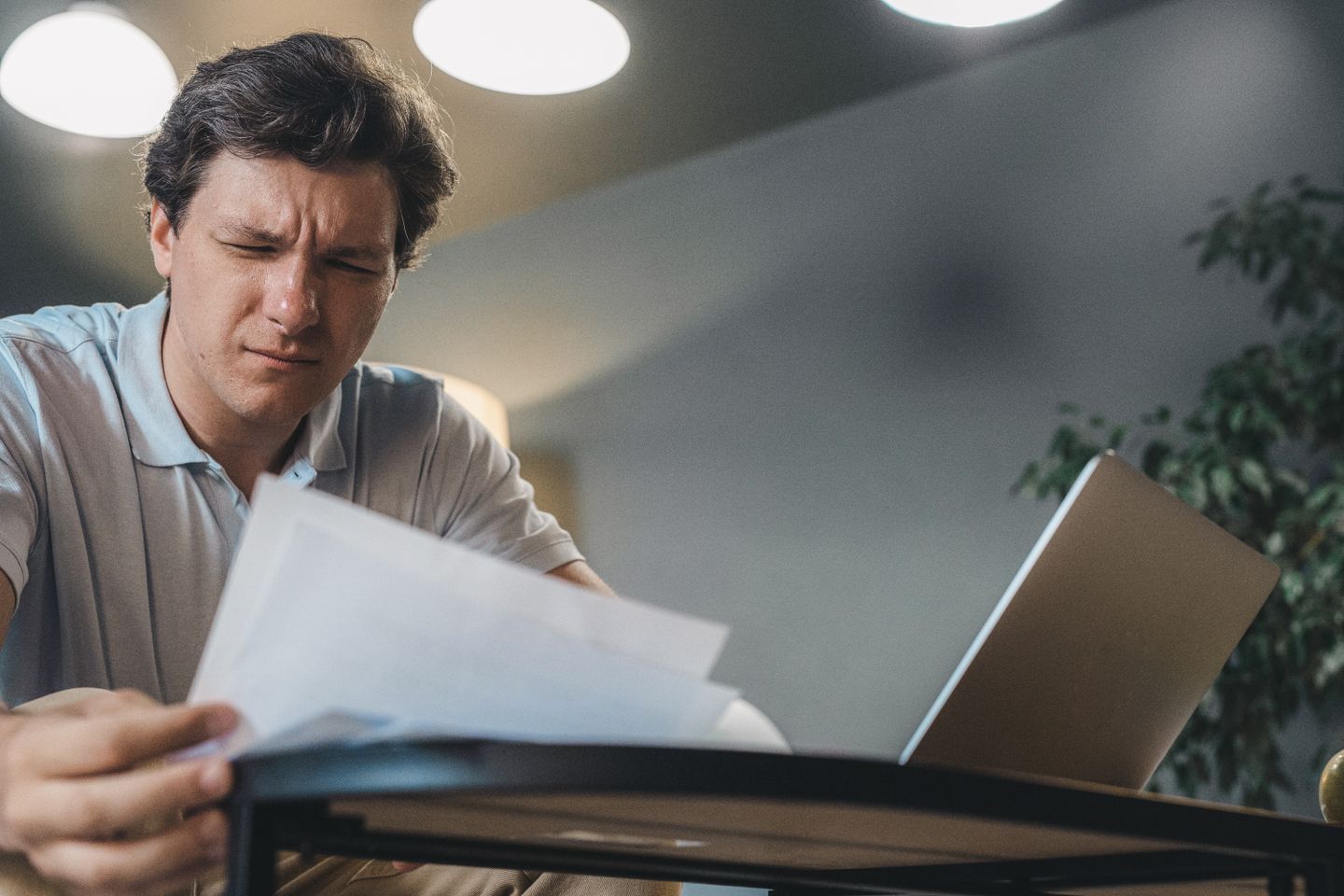 Reviewing documents with a laptop