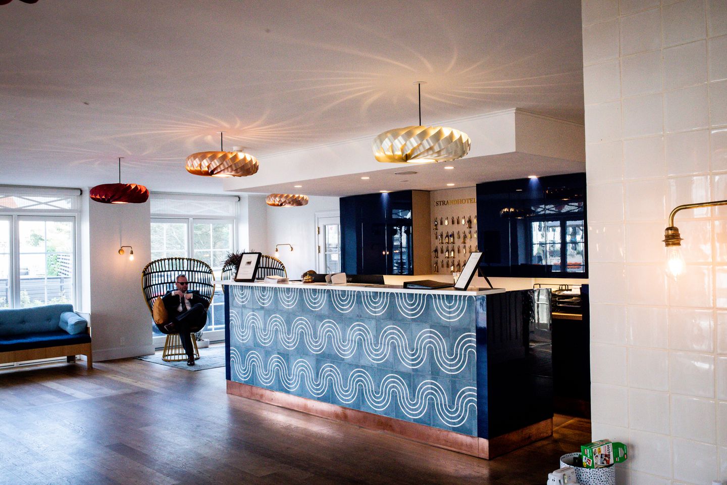 Modern hotel reception and waiting area